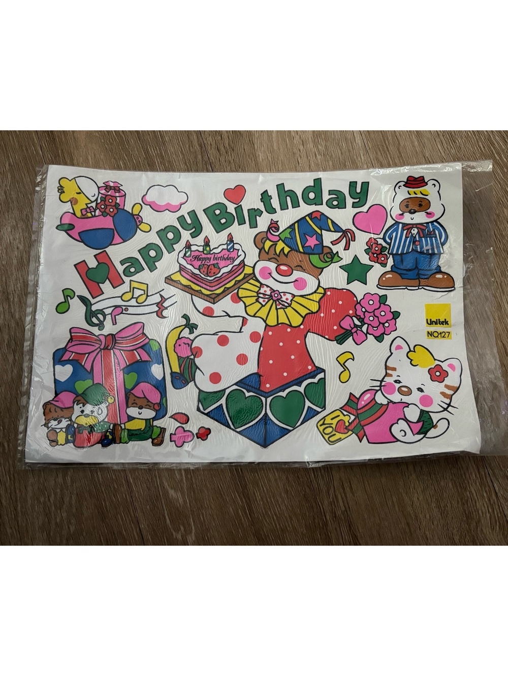 Vintage Unitek No 127 Happy Birthday Reusable Stickers D178